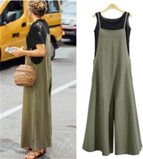 Summer Loose Casual Jumpsuits-One Piece Suits-Green-S-Free Shipping Leatheretro