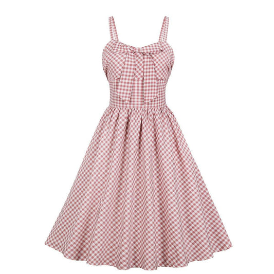 Pink Lovely Bowknot Plus Sizes Loose Dresses-Plus Size Dresses-Pink-S-Free Shipping Leatheretro