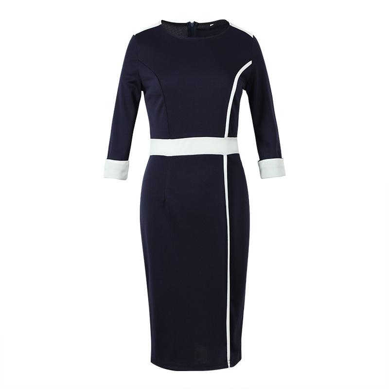 Sexy Half Sleeves Office Lady Bodycon Dresses-Office Dresses-Dark Blue-S-Free Shipping Leatheretro