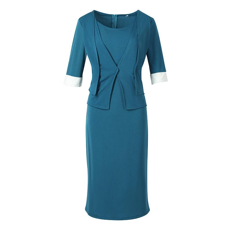 Sexy Women Office Lady Midi Dresses-Office Dresses-Dark Blue-S-Free Shipping Leatheretro