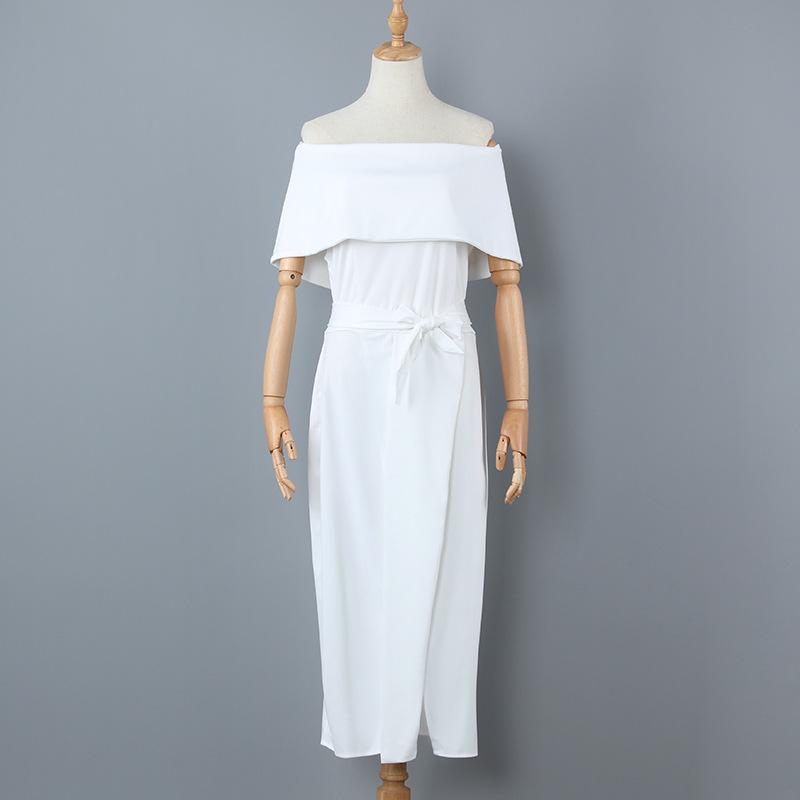 Sexy Classy Off The Shoulder Split Midi Dresses-Sexy Dresses-White-S-Free Shipping Leatheretro