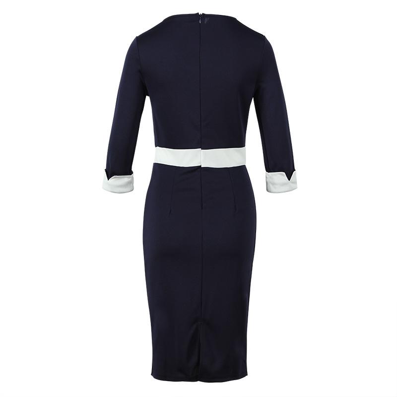 Sexy Half Sleeves Office Lady Bodycon Dresses-Office Dresses-Dark Blue-S-Free Shipping Leatheretro