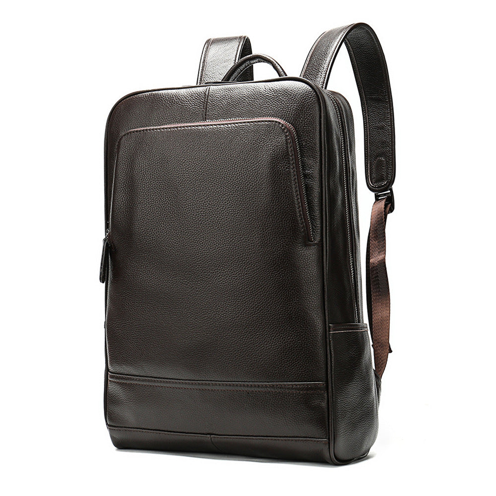 Genuine Cowhide Leather Business Backpack for Men 8110-Leather Backpack-Black-Free Shipping Leatheretro