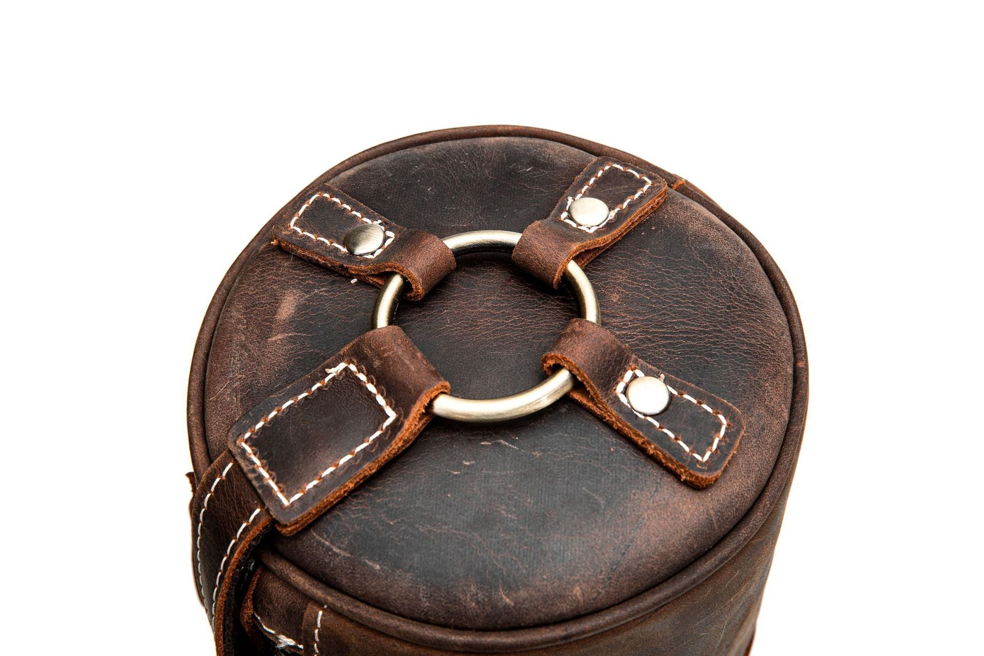 Fashion Samll Leather Barrel Bag XY001-Leather Bags-Dark Brown-Free Shipping Leatheretro