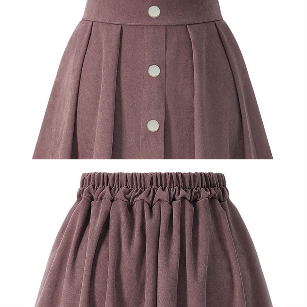 Dark Pink High Waist Elastic Waist Women Skirts for Four Seasons-Skirts-Dark Pink-M-Free Shipping Leatheretro