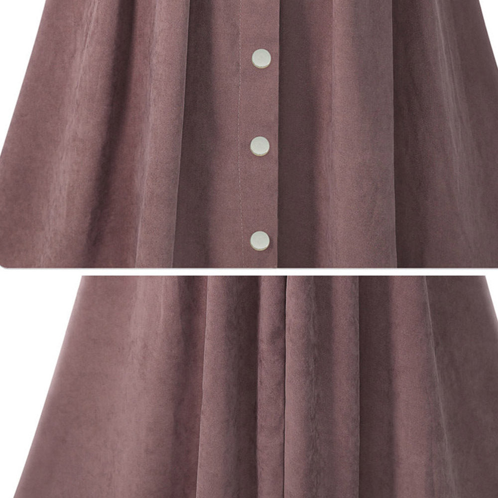 Dark Pink High Waist Elastic Waist Women Skirts for Four Seasons-Skirts-Dark Pink-M-Free Shipping Leatheretro