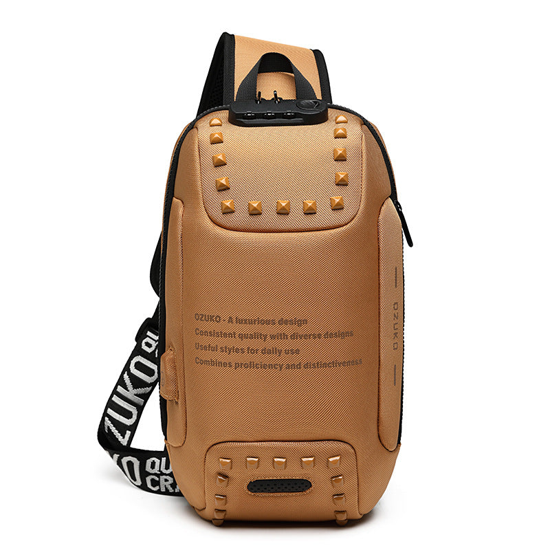 Waterproof Oxford Fabric Casual Chest Bags for Men 0424-Bicycle Bags & Panniers-White-Free Shipping Leatheretro