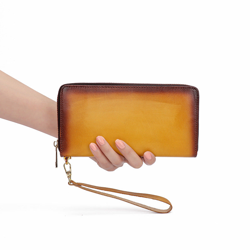 Vintage Hand Rubbing Leather Wallets for Women A120-Handbags, Wallets & Cases-Yellow-Free Shipping Leatheretro