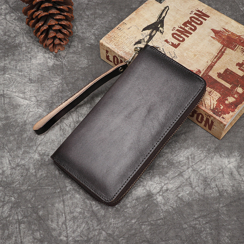 Vintage Hand Rubbing Leather Wallets for Women A120-Handbags, Wallets & Cases-Gray-Free Shipping Leatheretro