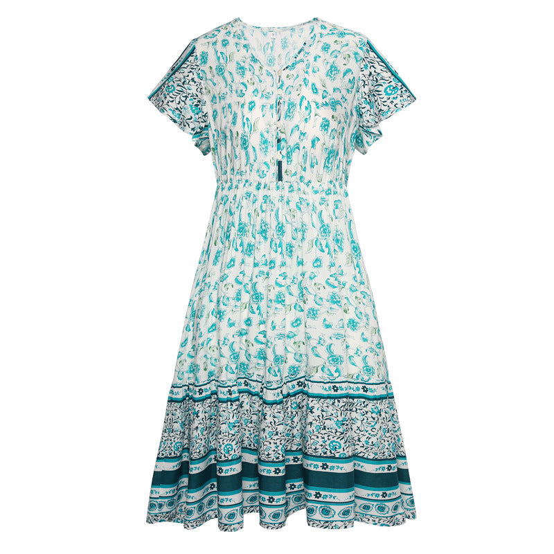 Summer Holiday Women Boho Short Dresses-Dresses-Green-S-Free Shipping Leatheretro