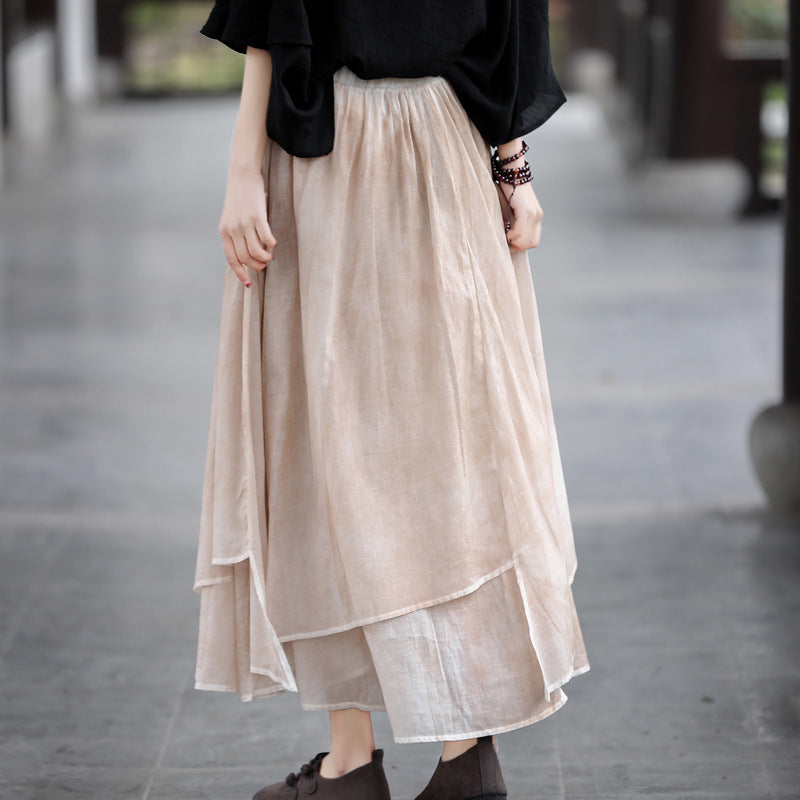 Fairy Irregular Linen Women Skirts-Long Skirts-Black-One Size-Free Shipping Leatheretro