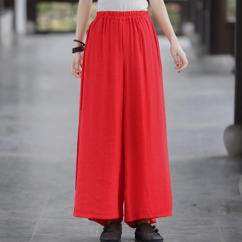 Summer Linen Casual Pants for Women-Pants-Red-One Size-Free Shipping Leatheretro