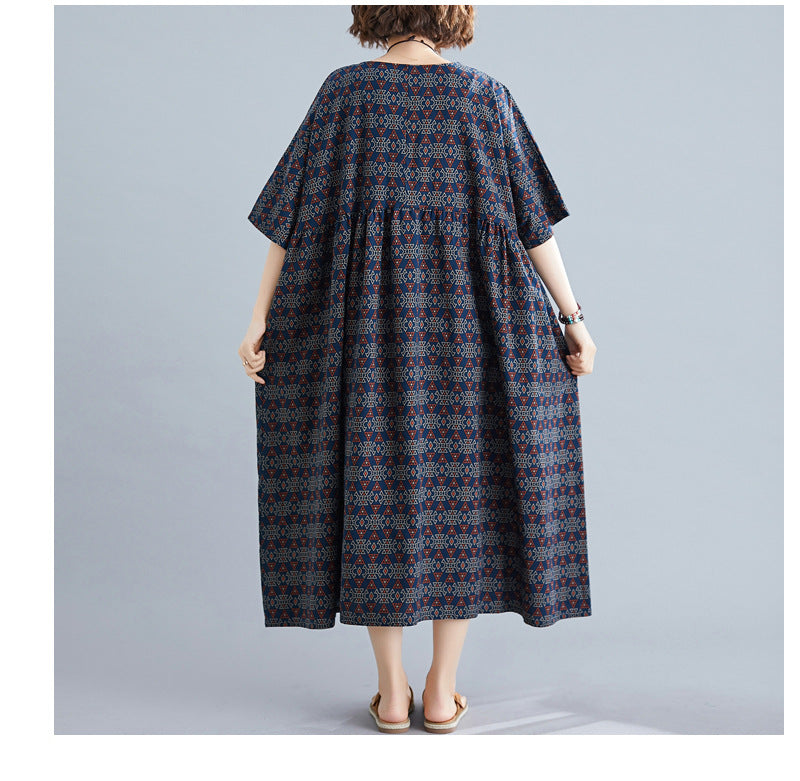 Vintage Linen Plus Sizes Summer Long Maxi Dresses-Dresses-Khaki-One Size-Free Shipping Leatheretro