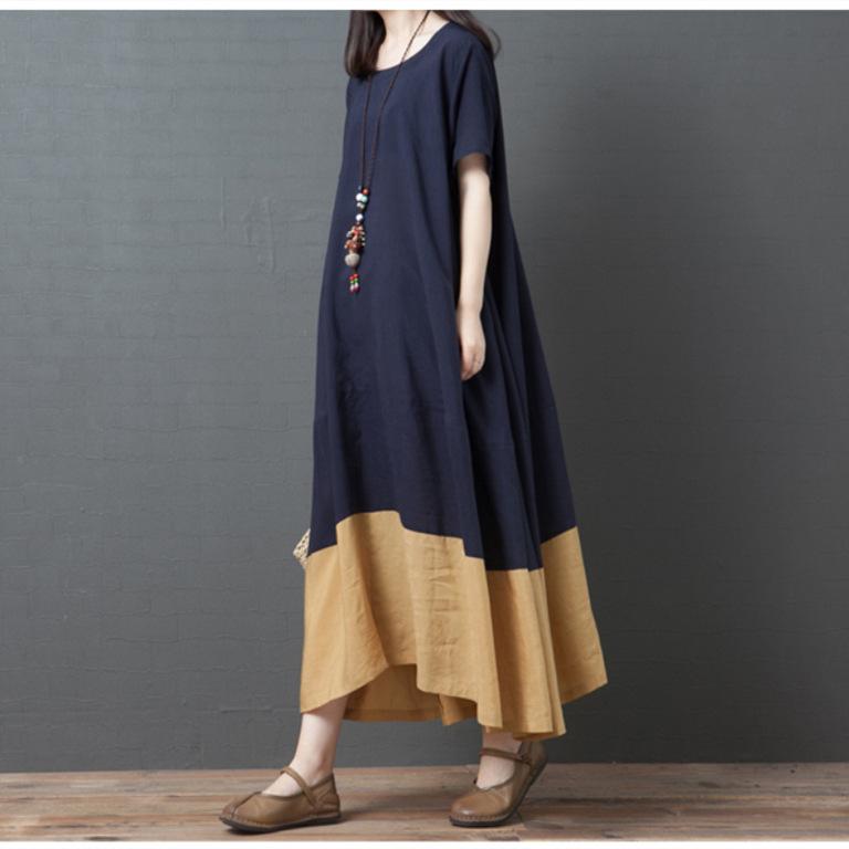 Summer Cozy Short Sleeves Vintage Dresses-Cozy Dresses-Blue-M-Free Shipping Leatheretro