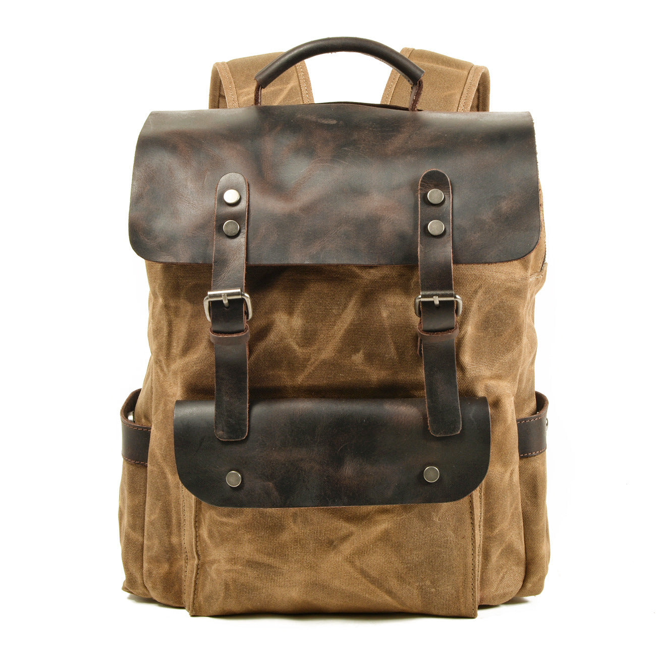 Leisure Water Proof Outdoor Canvas Backpack 8064-Backpacks-Khaki-Free Shipping Leatheretro