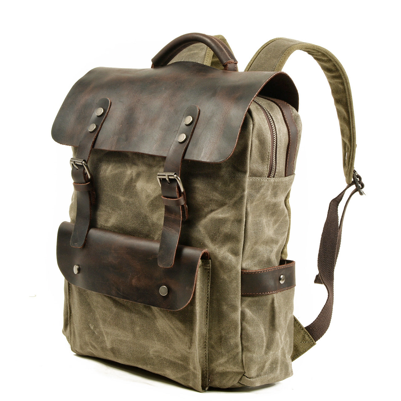 Leisure Water Proof Outdoor Canvas Backpack 8064-Backpacks-Khaki-Free Shipping Leatheretro