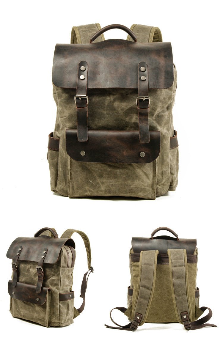 Leisure Water Proof Outdoor Canvas Backpack 8064-Backpacks-Khaki-Free Shipping Leatheretro