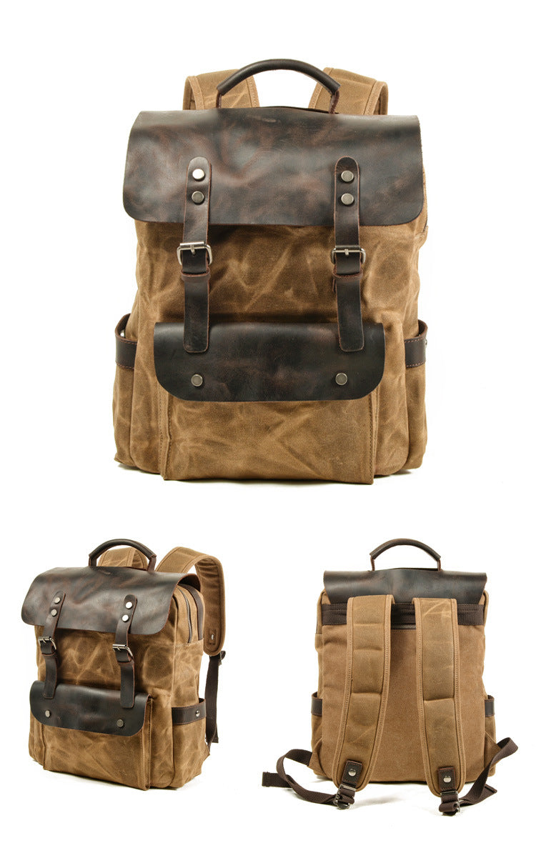 Leisure Water Proof Outdoor Canvas Backpack 8064-Backpacks-Khaki-Free Shipping Leatheretro