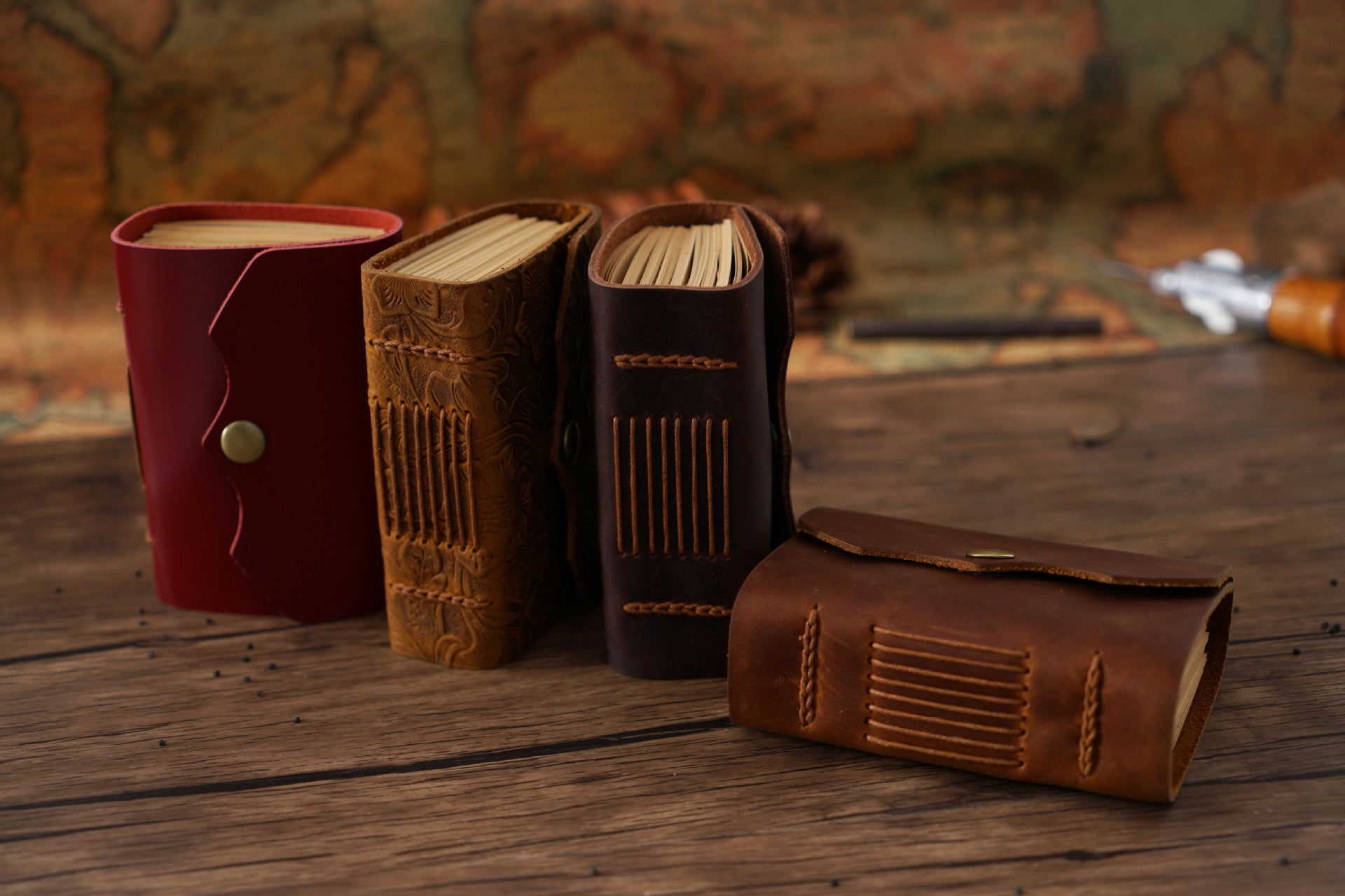 Vintage Handmade Leather Pocket Notebook P556-Notebooks & Notepads-Brown-Free Shipping Leatheretro