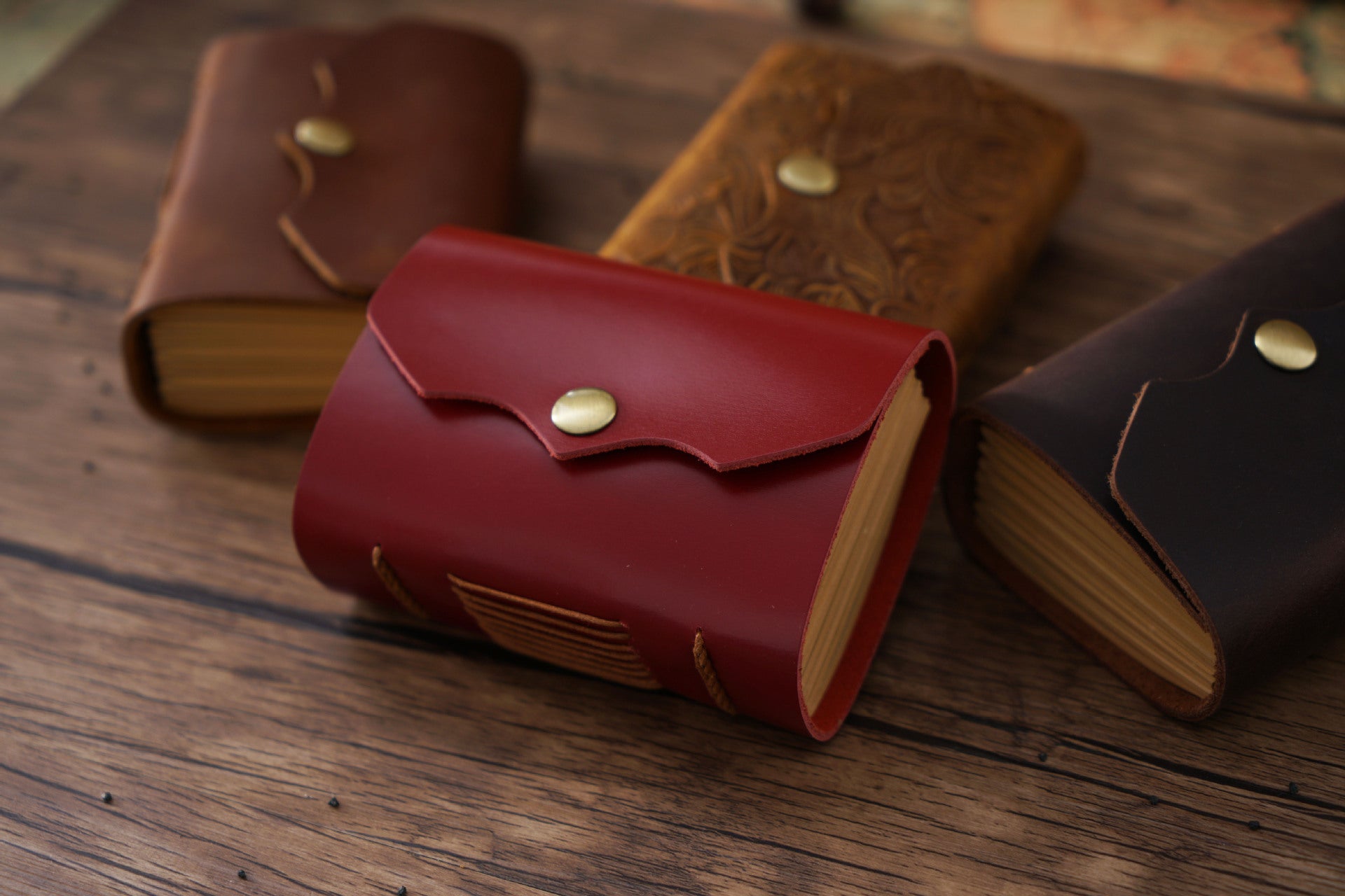 Vintage Handmade Leather Pocket Notebook P556-Notebooks & Notepads-Brown-Free Shipping Leatheretro