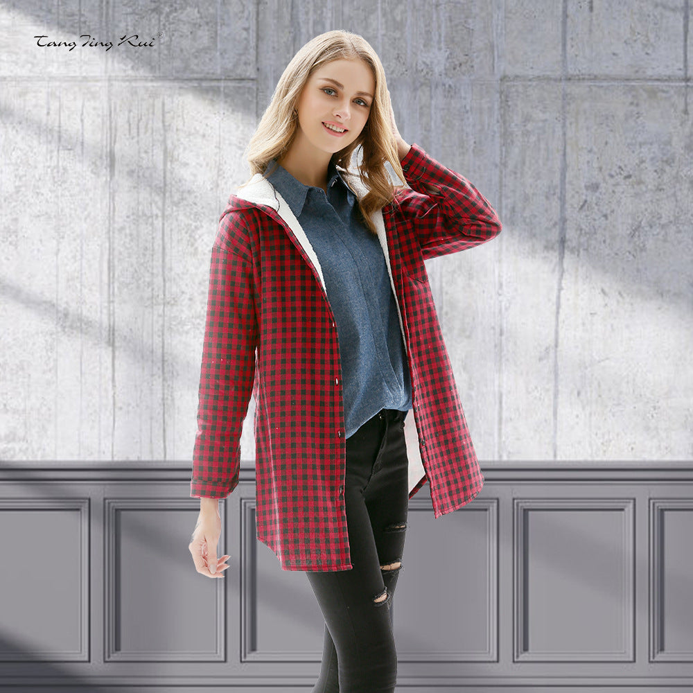Red Winter Warm Long Sleeves Women Overcoats-Outerwear-Red-M-Free Shipping Leatheretro