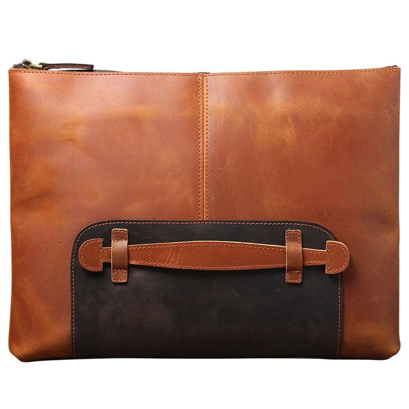 Vintage Roomy Storage Leather Laptop Bags S108-Leather Portfolio-Coffee-Free Shipping Leatheretro