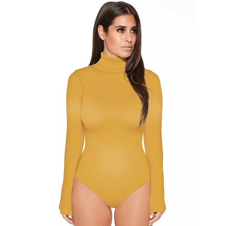 Sexy Long Sleeves Basic Jumpsuits-Jumpsuits & Rompers-Yellow-S-Free Shipping Leatheretro