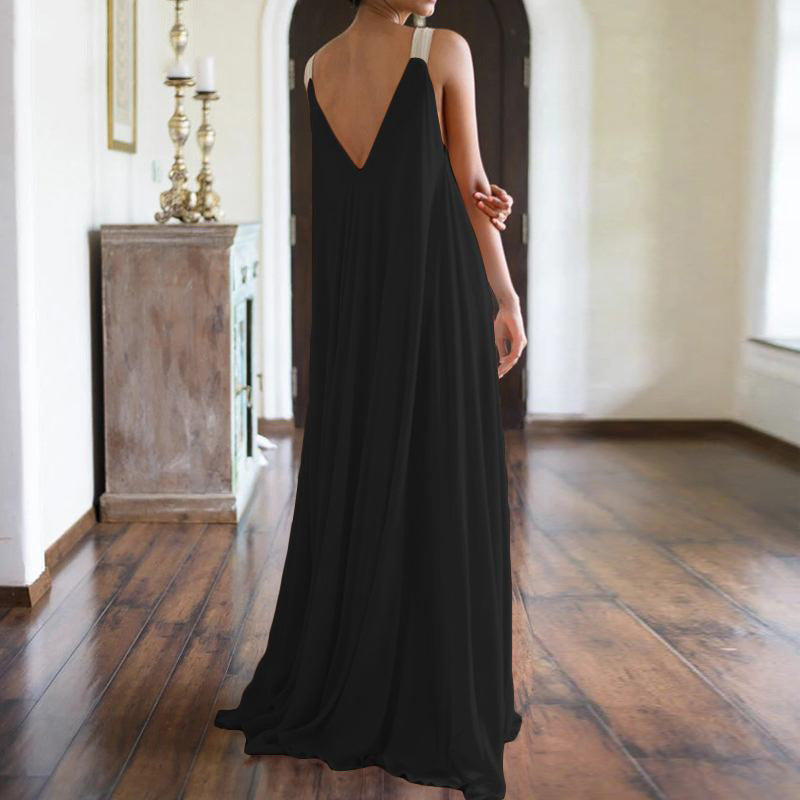 Summer Simple Loose Long Dresses-Dresses-Black-S-Free Shipping Leatheretro