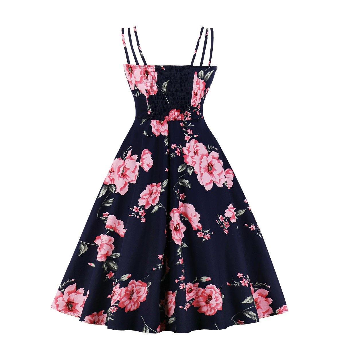 Women Summer Floral Print Retro Dresses-Vintage Dresses-1-S-Free Shipping Leatheretro