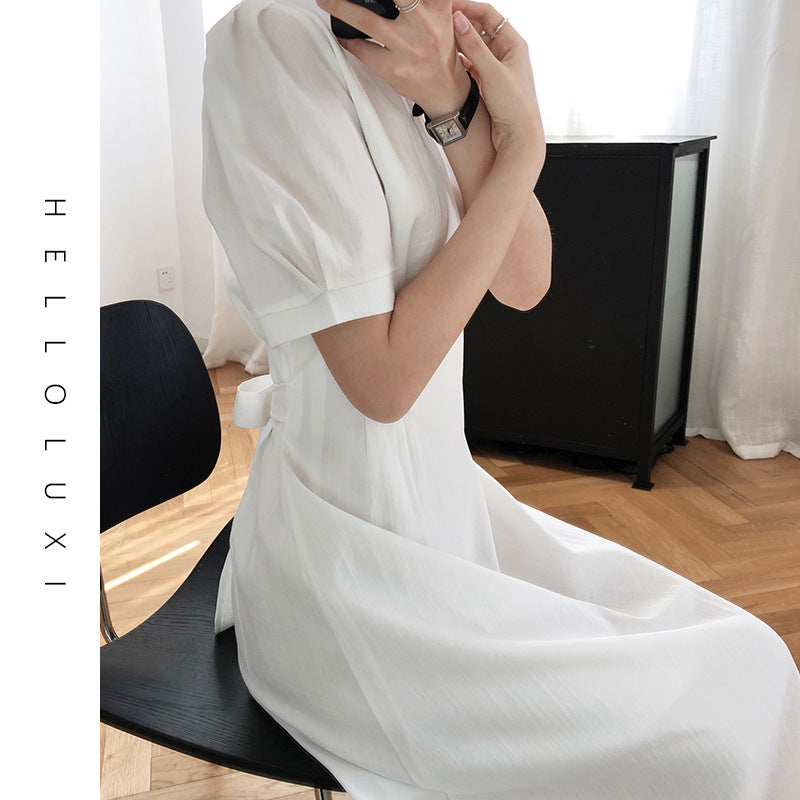 Summer French Style Elegant Midi Dresses-Dresses-White-M-Free Shipping Leatheretro
