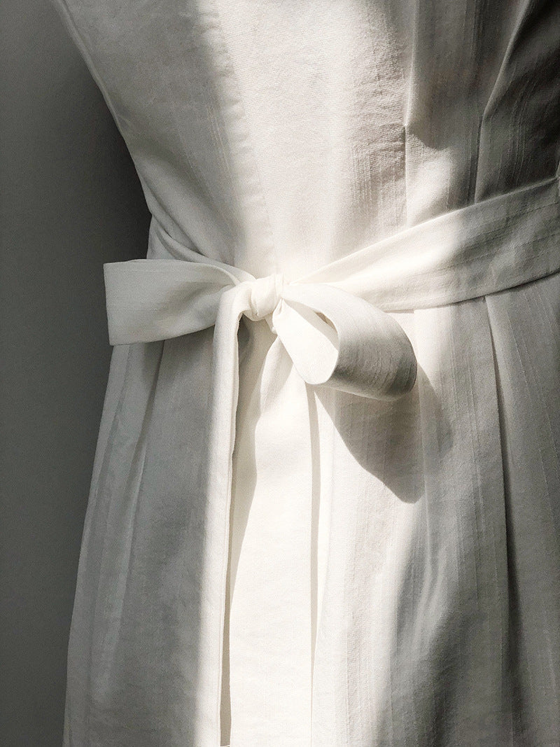 Summer French Style Elegant Midi Dresses-Dresses-White-M-Free Shipping Leatheretro