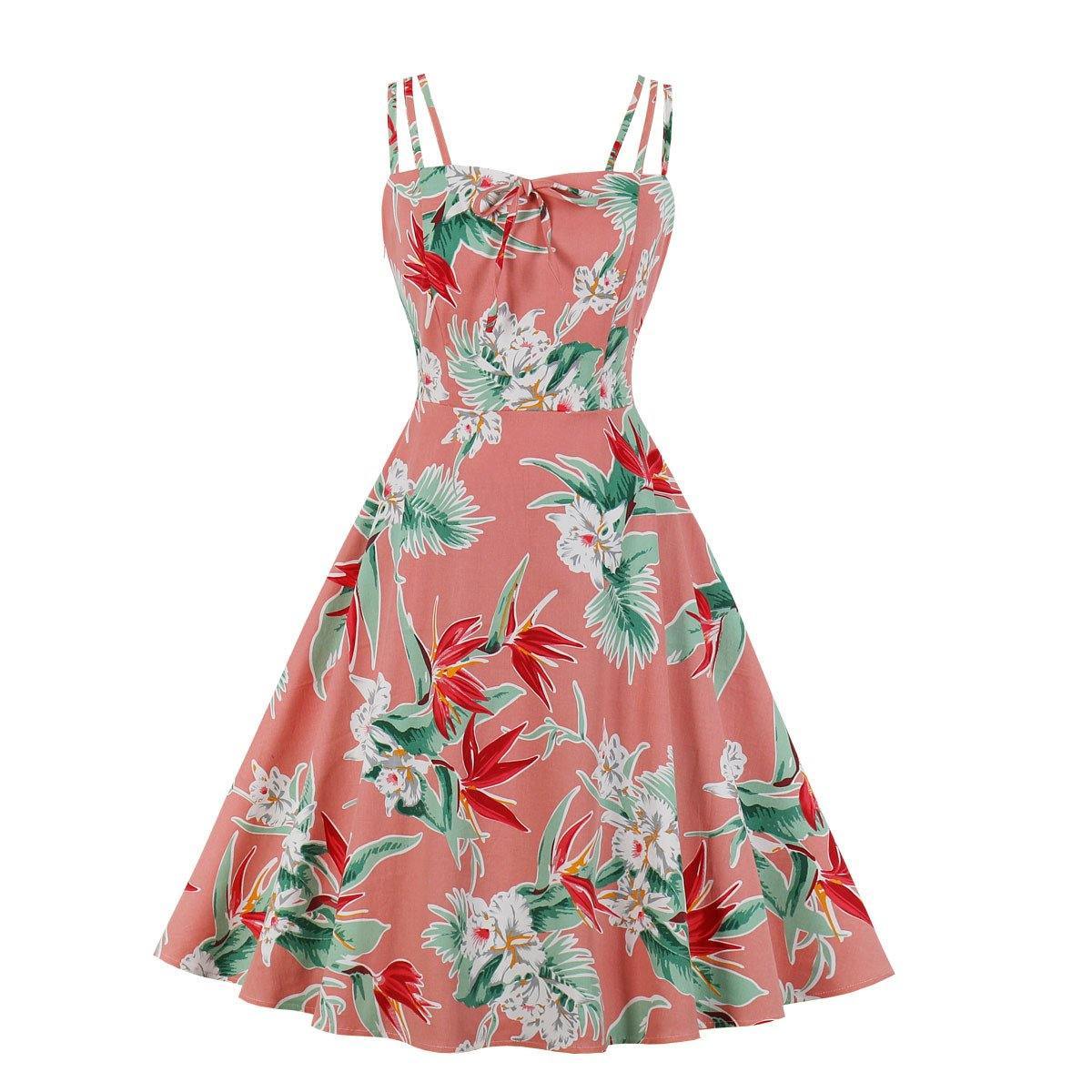 Women Summer Floral Print Retro Dresses-Vintage Dresses-3-S-Free Shipping Leatheretro
