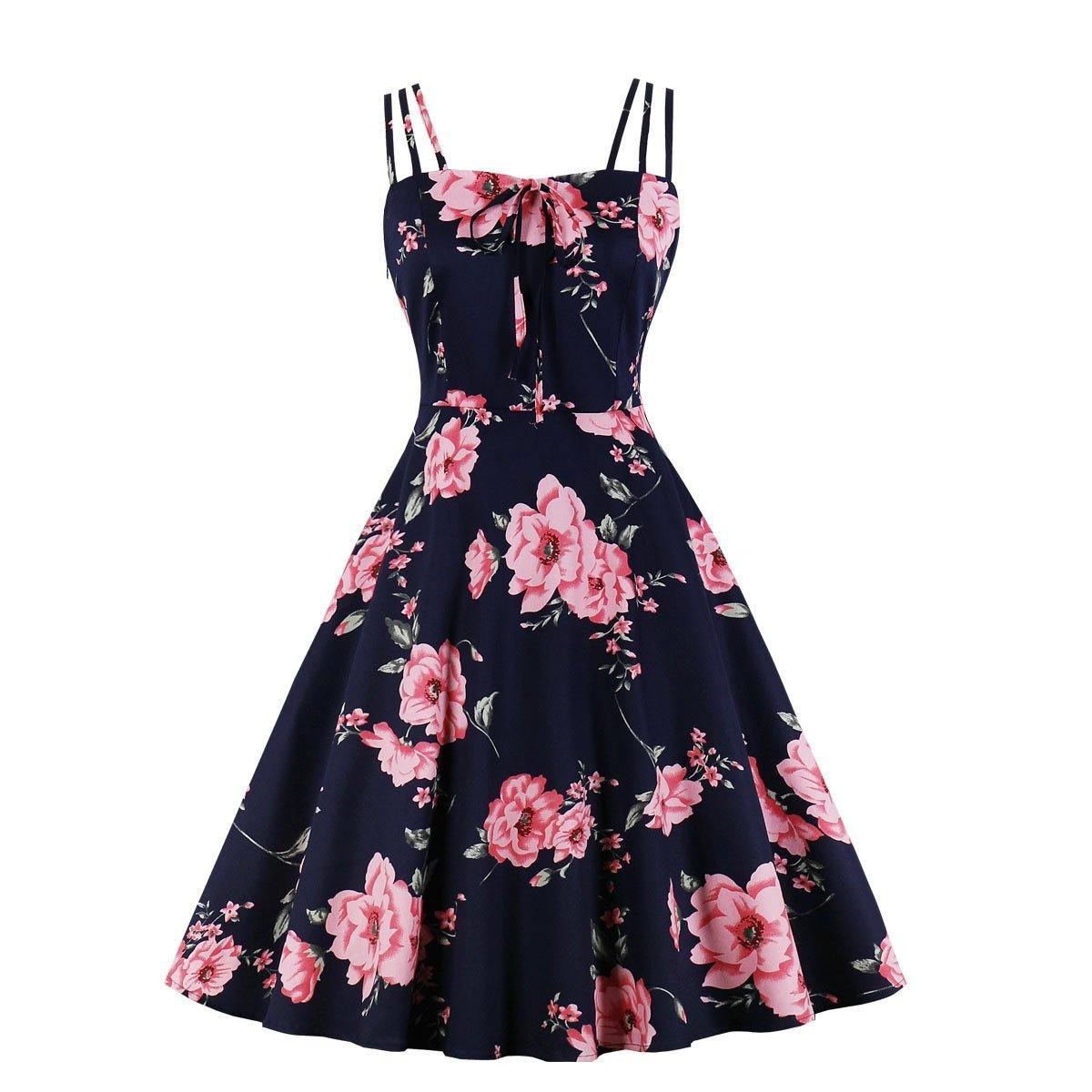 Women Summer Floral Print Retro Dresses-Vintage Dresses-10-S-Free Shipping Leatheretro