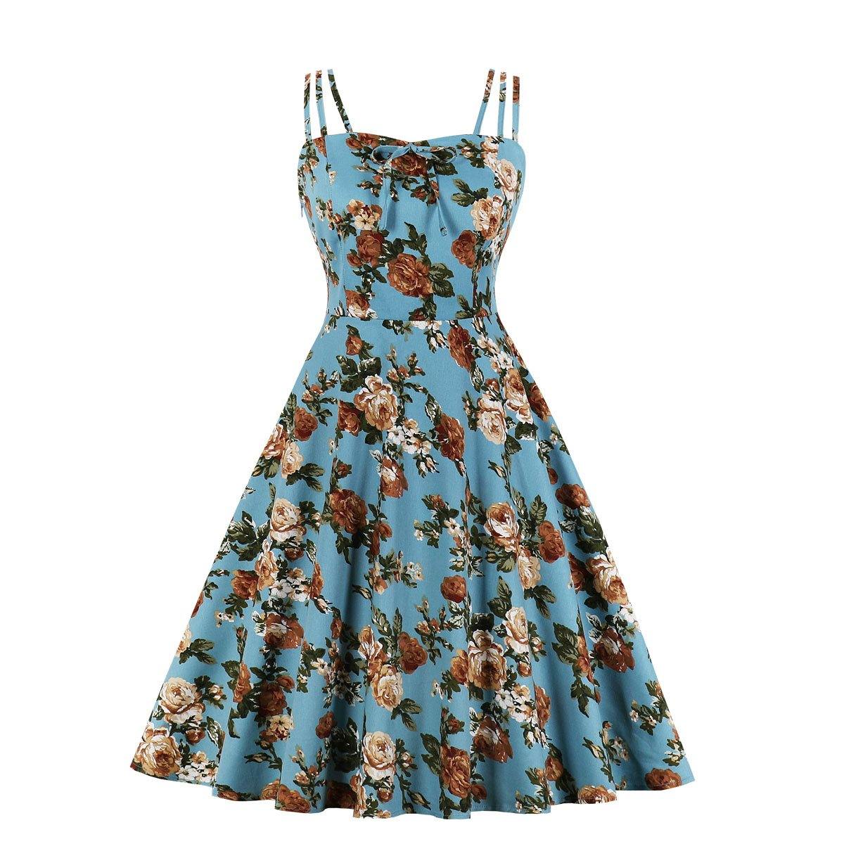 Women Summer Floral Print Retro Dresses-Vintage Dresses-6-S-Free Shipping Leatheretro