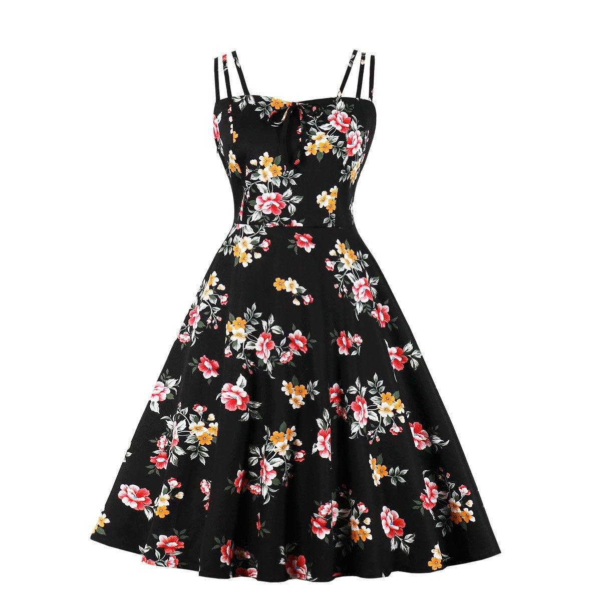Women Summer Floral Print Retro Dresses-Vintage Dresses-11-S-Free Shipping Leatheretro