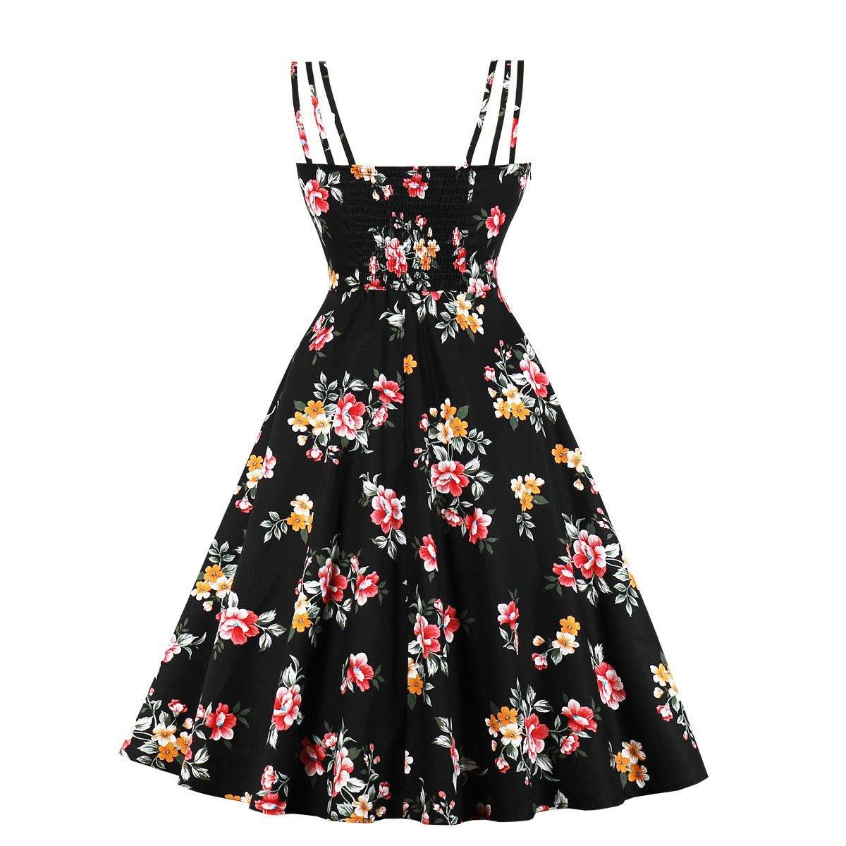 Women Summer Floral Print Retro Dresses-Vintage Dresses-1-S-Free Shipping Leatheretro