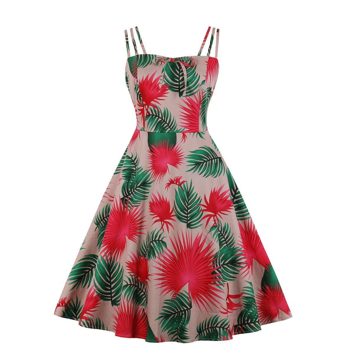 Women Summer Floral Print Retro Dresses-Vintage Dresses-7-S-Free Shipping Leatheretro