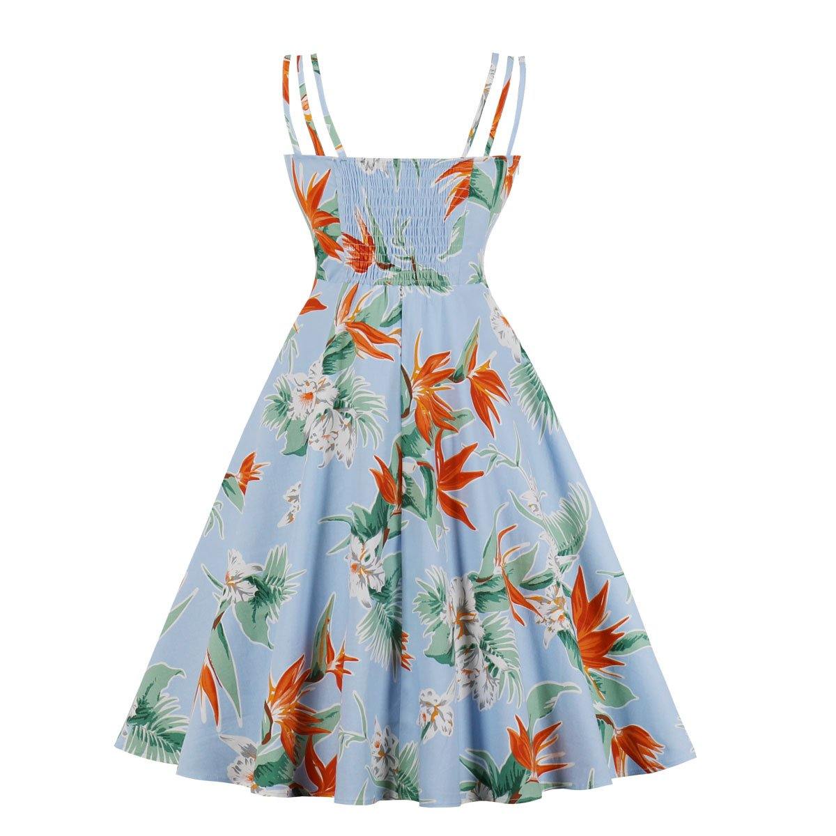 Women Summer Floral Print Retro Dresses-Vintage Dresses-1-S-Free Shipping Leatheretro