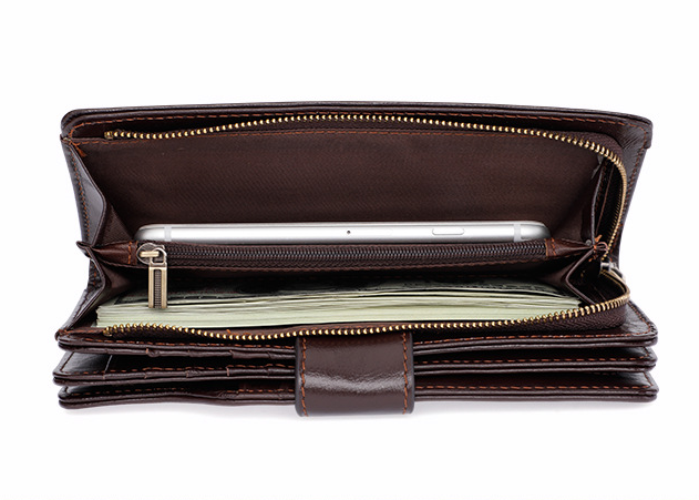 Men Multi Functional Handmade Leather Wallets J9322-Leather Wallets-Coffee-Free Shipping Leatheretro