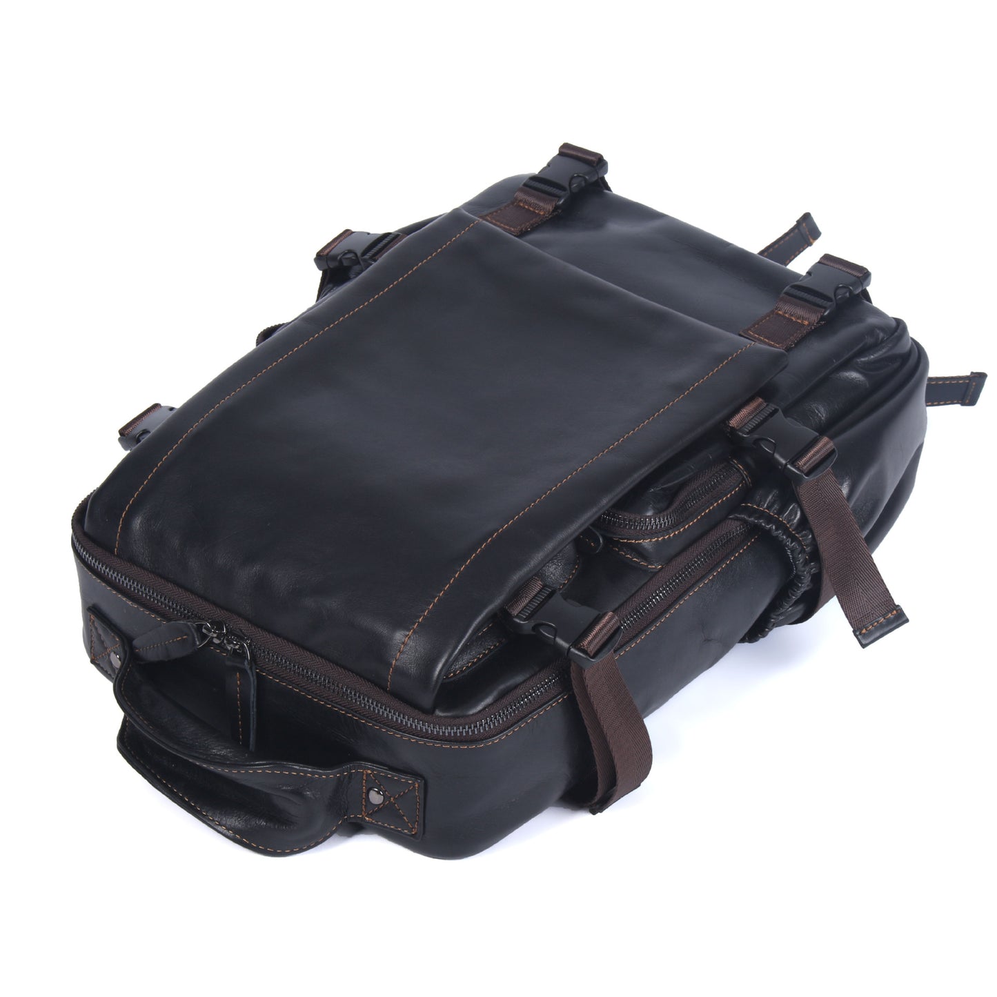 Casual Cowhide Leather Laptop Backpack for Traveling 2006-Backpack-Black-Free Shipping Leatheretro