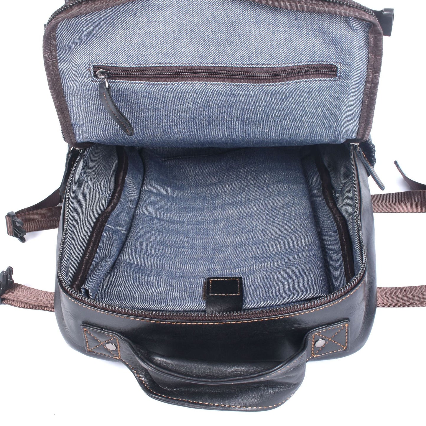 Casual Cowhide Leather Laptop Backpack for Traveling 2006-Backpack-Black-Free Shipping Leatheretro