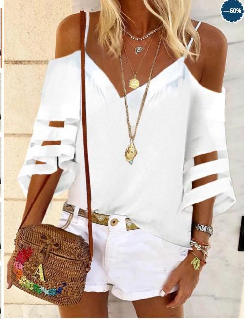 Women Sphagetti Straps Net T-shirts-Shirts-White-S-Free Shipping Leatheretro