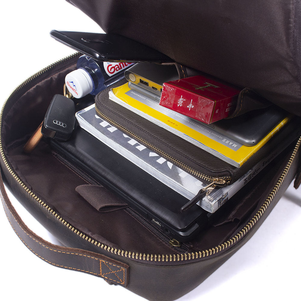 Vintage Cowhide Leather Backpack 5007-Leatehr Backpack-Coffee-Free Shipping Leatheretro