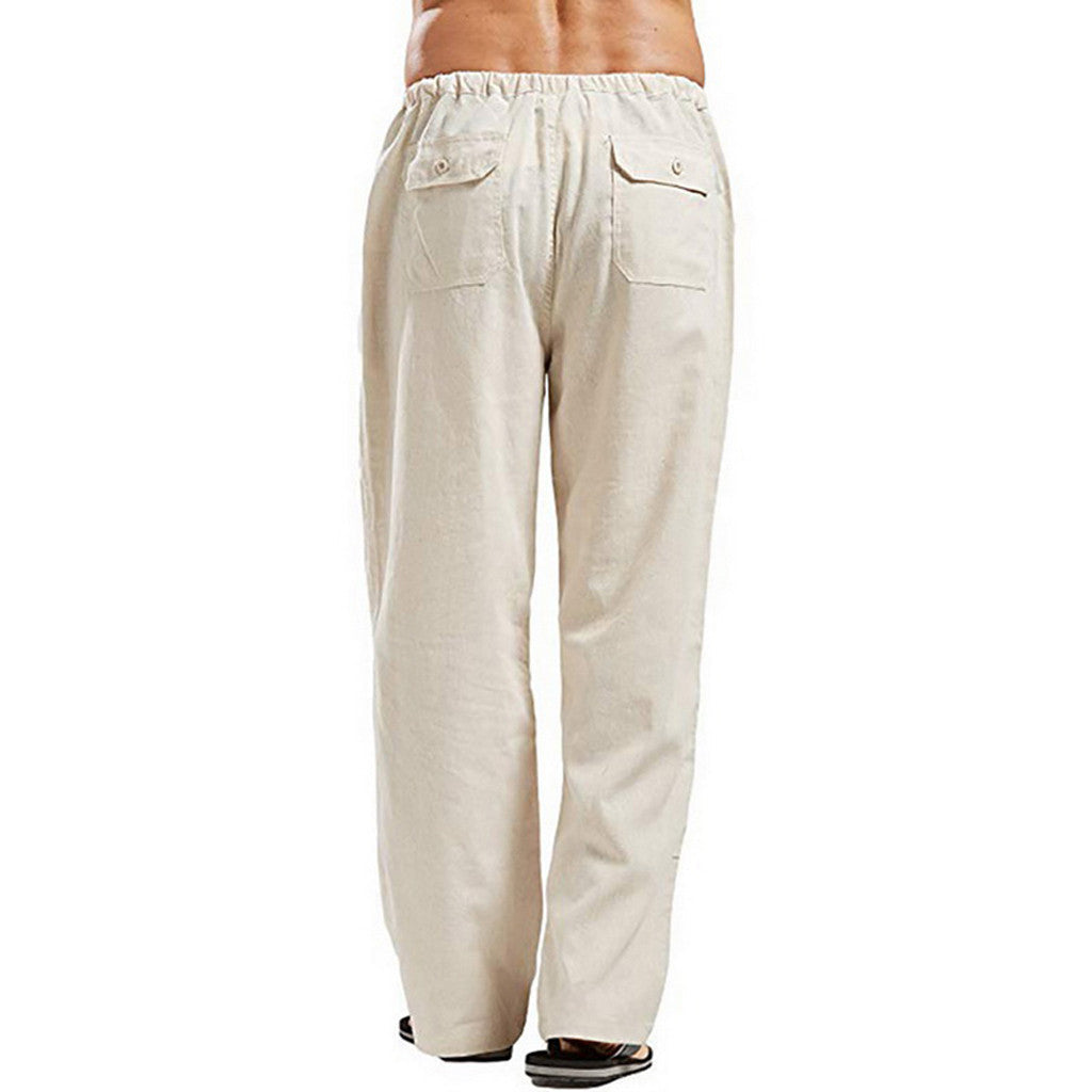 Casual Linen Men's Summer Pants-Pants-White-S-Free Shipping Leatheretro