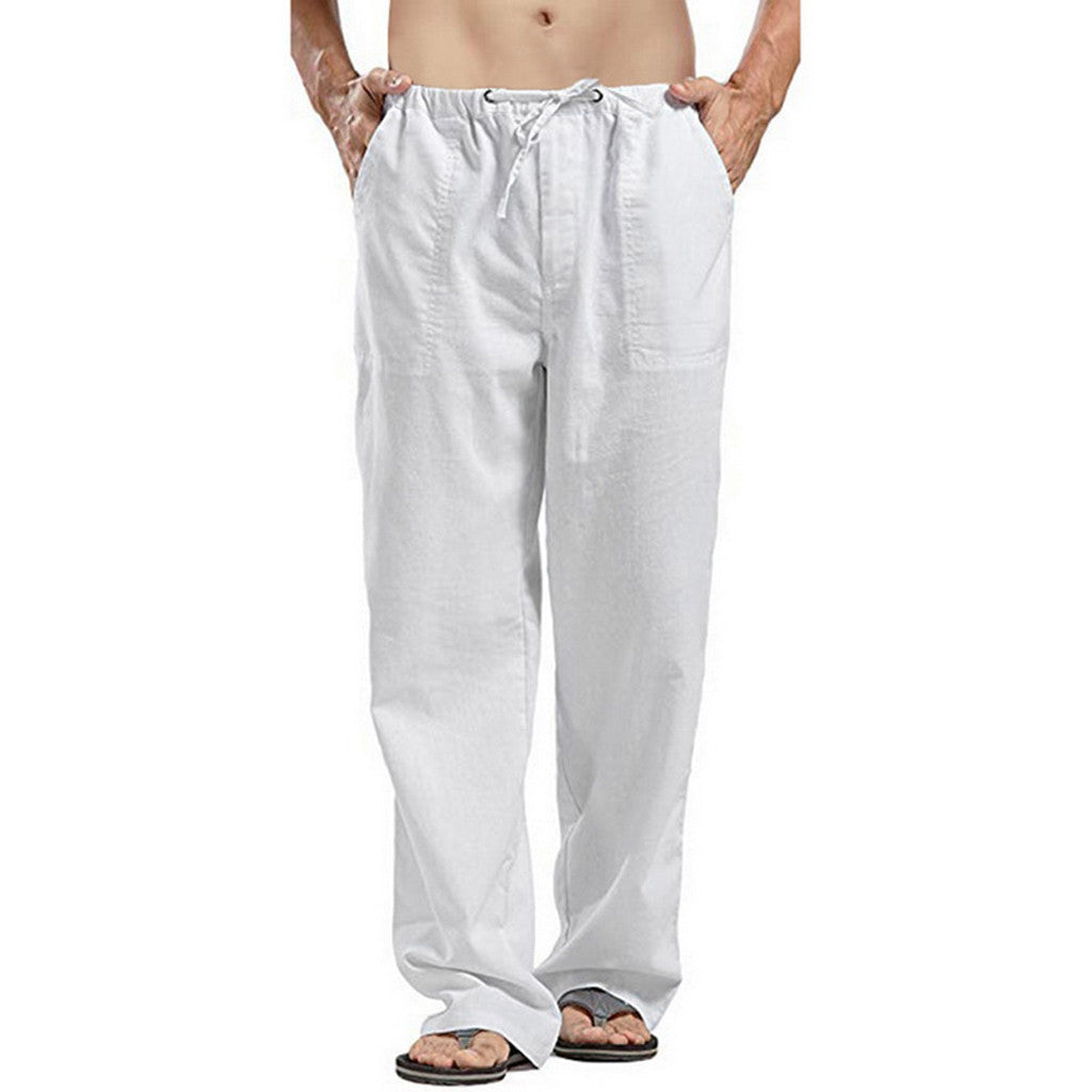 Casual Linen Men's Summer Pants-Pants-White-S-Free Shipping Leatheretro