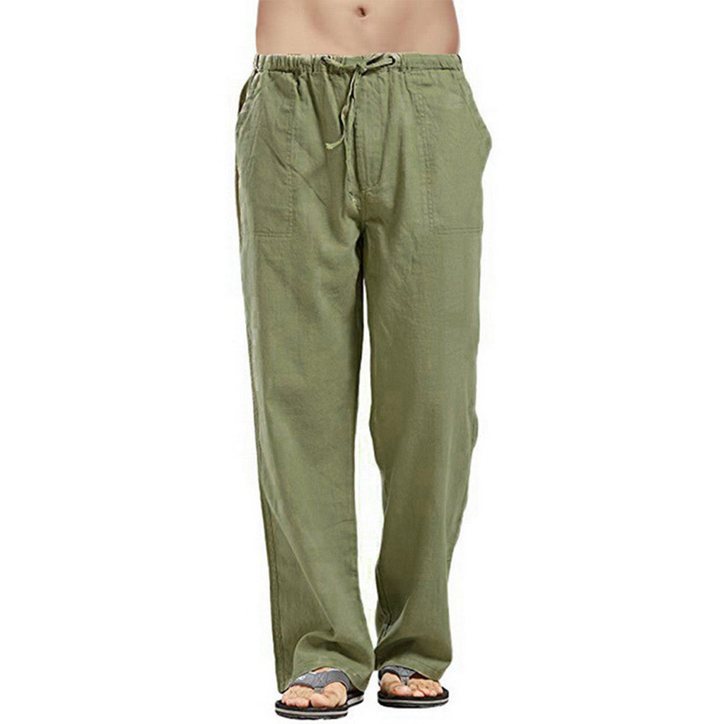 Casual Linen Men's Summer Pants-Pants-Green-S-Free Shipping Leatheretro