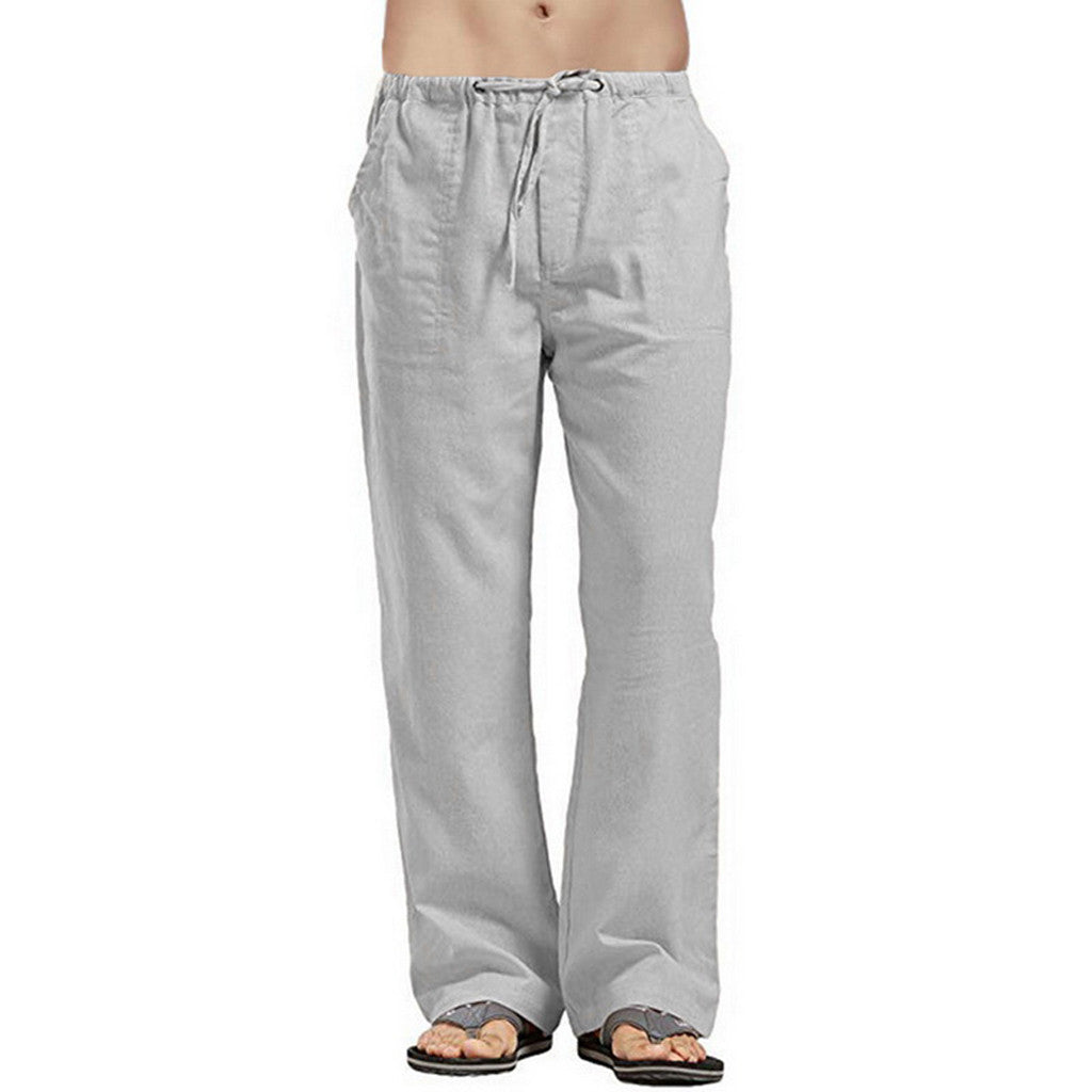 Casual Linen Men's Summer Pants-Pants-Gray-S-Free Shipping Leatheretro