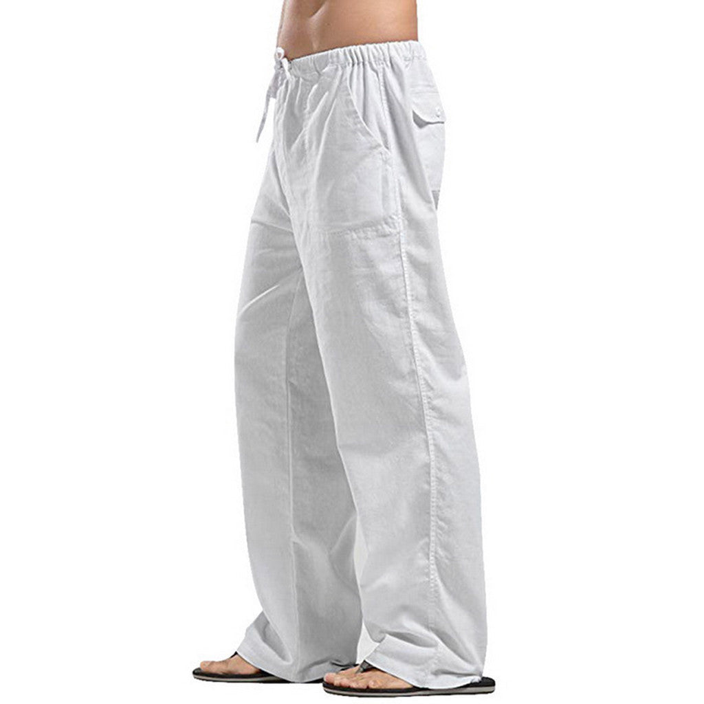 Casual Linen Men's Summer Pants-Pants-White-S-Free Shipping Leatheretro