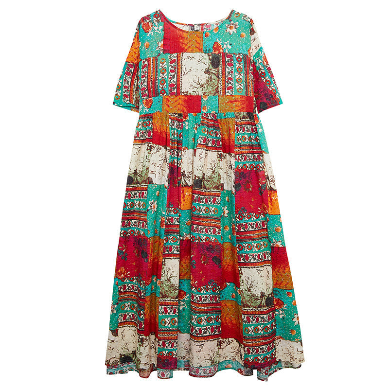 Summer Ethnic Plus Sizes Cozy Long Dresses-Dresses-The same as picture-One Size-Free Shipping Leatheretro