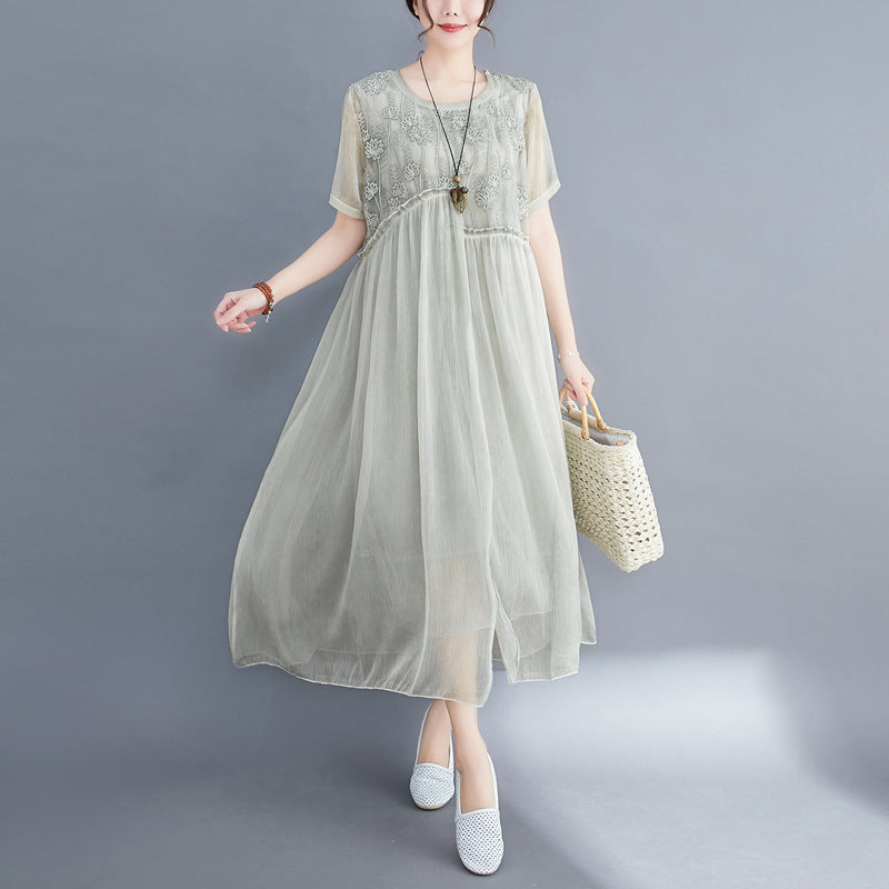 Summer Fairy Chiffon Women Plus Sizes Dresses-Dresses-Green-XL-Free Shipping Leatheretro